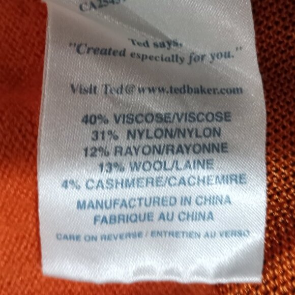 TED BAKER BRIGHT ORANGE LONSLEEVE WRAP CARDIGAN WITH SHEER PANELS WOMEN SIZE S - Picture 4 of 12